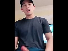 Hot Asian model boy masturbating cumshot