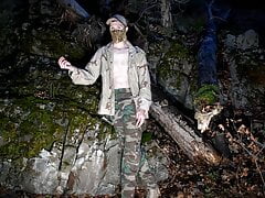 Life update, vlogging about my life changes in the public forest in a sexy military uniform.