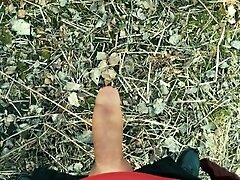 Twink testicles movements in outdoor - fast motion vid and pulsating orgasm