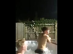 Twink couple caught in the hot tub