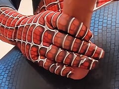 Check out Spiderman's COCK on the movie set cosplay superhero