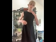 Cute Elf Fem Boy Strips out of dress and Jerks off