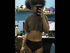 black twink femboy teases its skinny tummy