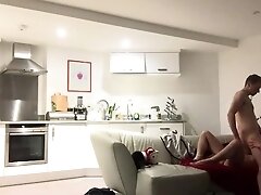 'RISKY FUCK ON SOFA WITH 8" COCK WHILE PARENTS ASLEEP'