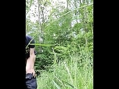 Teenager jerks off in the woods