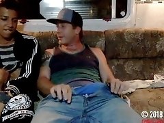 Straight young 2 latino friends drunk and jerking together again handjob